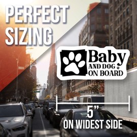Baby and Dog On Board Magnet - Cute Car Magnet for Pet Owners - Fun Warning Sign - Durable and Weatherproof - Indoor Outdoor Use - Car Magnet - AAMT0415