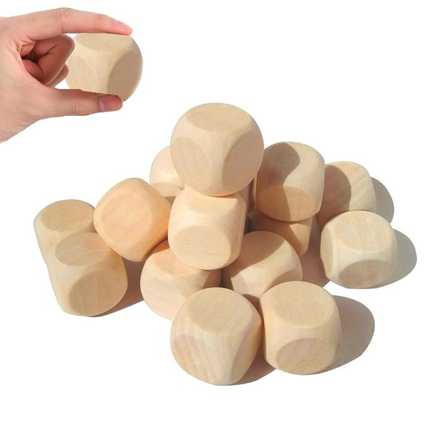 MOAZIFI Pack of 50 Wooden Dice Blank Dice - DIY