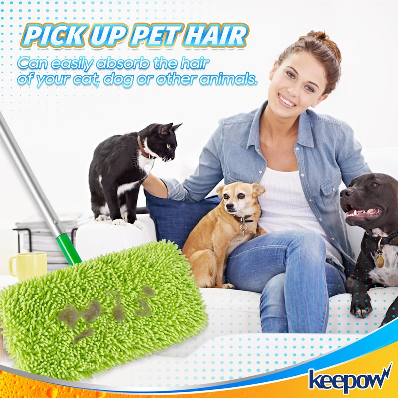 KEEPOW Reusable Microfiber Mop Pads Compatible with Swiffer Sweeper Mop,