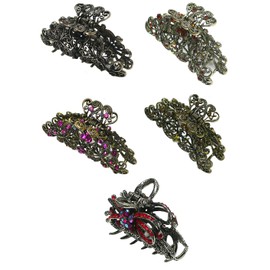 Set of 5 JCGY Jaw Clips Metal Hair Claws RW86410-6132/6207-5jetFuTopAmberRed