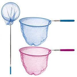 HomestreetUK Extendable Fishing Net for Kids Telescopic Pond Diving Beach Rocks Pool Long Fishing Net in Pink or Blue (Any 2)