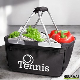 Huuraa Shopping Basket Tennis Ball Gift 20 Litres Black Tennis Gift Idea
