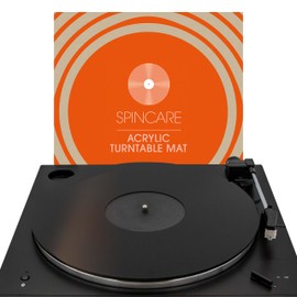 Black Acrylic Turntable Slipmat for Vinyl Record Players | Spincare Premium 4mm Turntable Mat | 12" Anti-Static Vinyl Platter slipmat | Improves LP Record Playback Quality | Premium Slip Mat