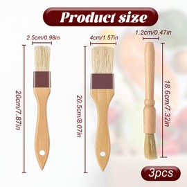 3Pcs Pastry Brushes,Wooden Durable Basting Brush,Heat Resistant and Waterproof Cooking Brush,Barbecue Oiling Brush,Sauce Brush for Bread Dough Barbecue Sauce Baking Cooking