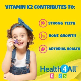 Health4All Kids Vitamin K2 MK-7 55mcg Chewable 90 Tablets (V) Sugar Free Supplement for Children. Natural Orange Flavour