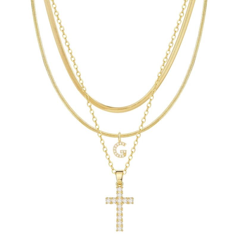 TASISO Layered Gold Necklaces for Women Tiny Initial Necklaces 14K