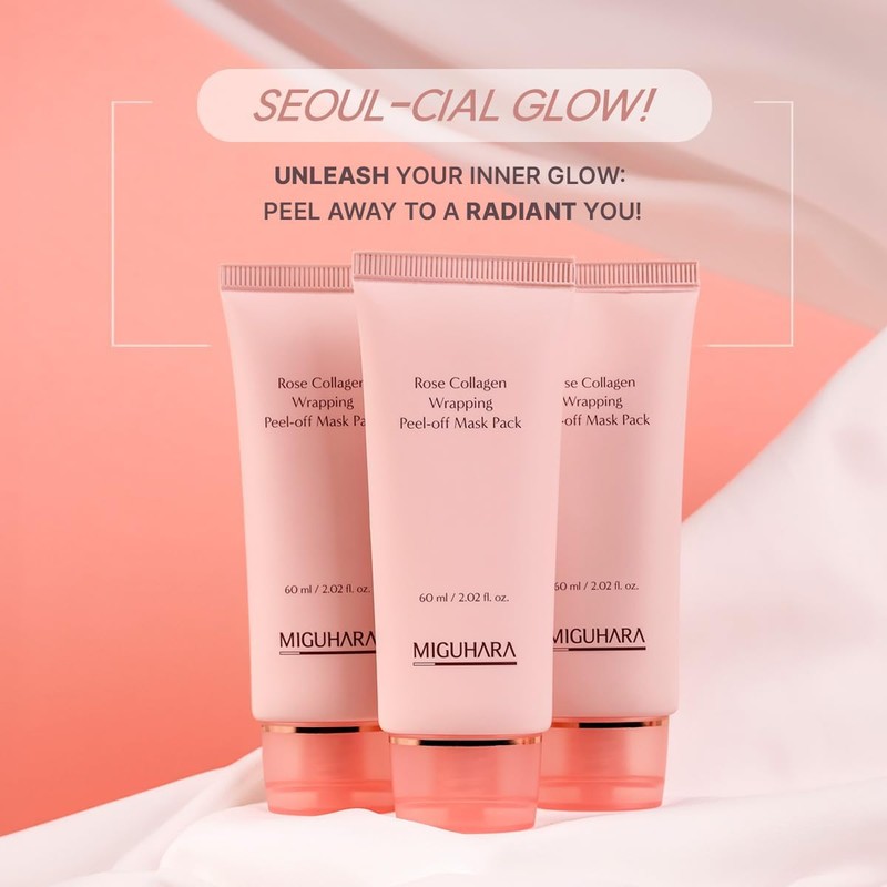 MIGUHARA Rose Collagen Wrapping Peel-Off Mask Pack, Facial Mask with