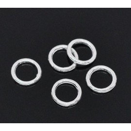 50 pcs Silver Plated Metal Round Soldered Closed 10mm Jump Connector Rings Crafts Findings (Silver Plated, 10mm)