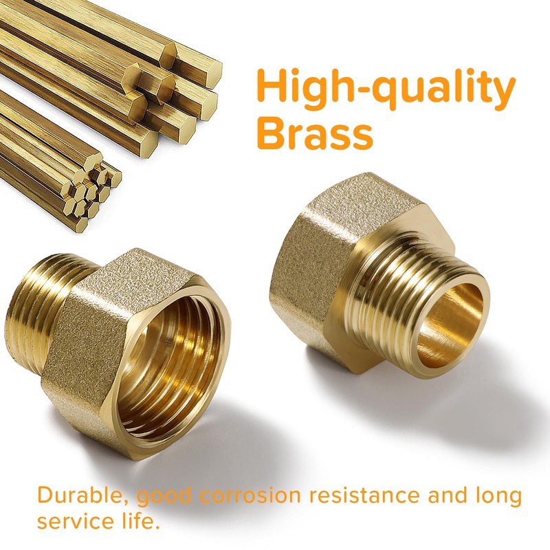 Lyeteung 2 PCS G1/2 Female to G3/8 Male Brass Thread