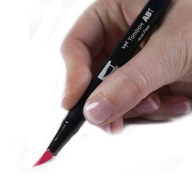 Tombow 56597 Dual Brush Pen Art Marker, 847 - Crimson, 1 Pack. Blendable, Brush & Fine Tip Marker