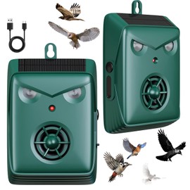 2026 New Solar Ultrasonic Bird Repellent Devices, Woodpecker Deterrent for House Siding, Waterproof Pigeon Repeller Outdoor Animal Repellent for Outside Balcony Patio Garden (2 Pack)