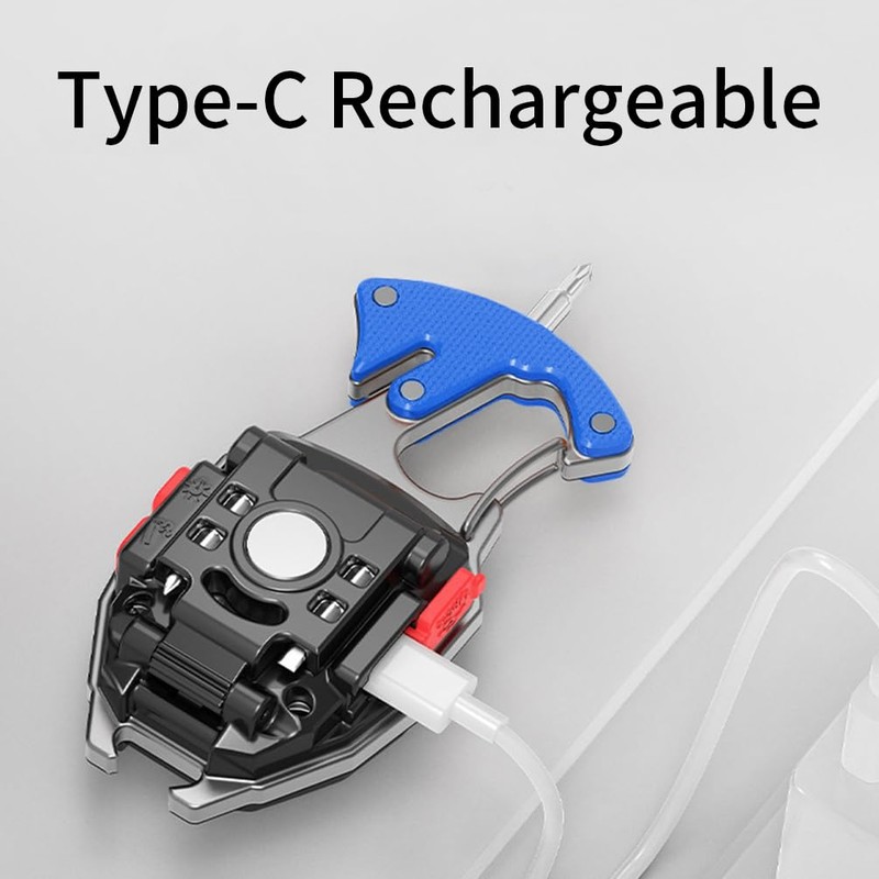 BY-J LED Small Flashlight Multitool, Rechargeable Keychain Light, COB Multi-Function