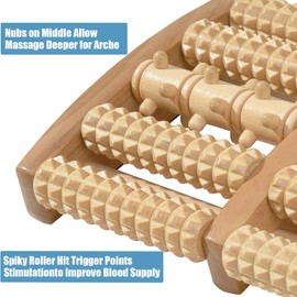 ALINK Dual Foot Massager Roller, Relieve Plantar Fasciitis, Heel, Aches and Pains, Wooden Acupressure Massage Tool Upgraded Large-Size