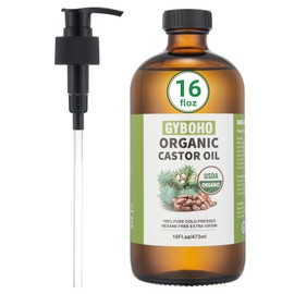Castor Oil Organic Cold Pressed Unrefined Glass Bottle,Castor Oil for Pack Wrap, Liver Detox, Hair Growth -Face-Lashes & Eyebrows