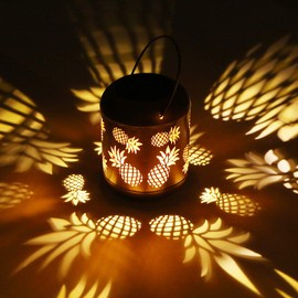 Lixada Outdoor Lighting Solar Powered LEDs Lawn Light Hollowed-Out Pineapple Design Hanging Landscape Decoration Lamp for Patio Garden Courtyard Pathway