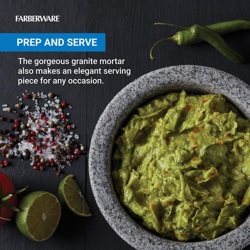 Farberware Professional Granite Molcajete Mortar and Pestle Stone Grinder, 4-Cup