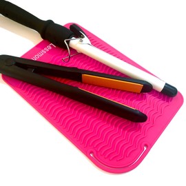 Large Heat Resistant Mat for Curling Irons, Hair Straightener, Flat Irons and Hair Styling Tools 11" x 7.5", Pink