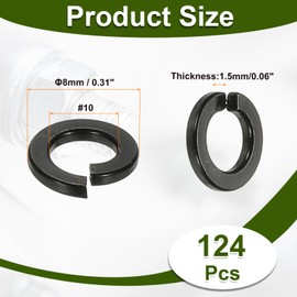 PATIKIL #10 Lock Washers, 124pcs Split Lock Washers 304 Stainless Steel Lock Washer Black Zinc Plating for Screws Bolts Nuts, #10 x 8mm x 1.5mm
