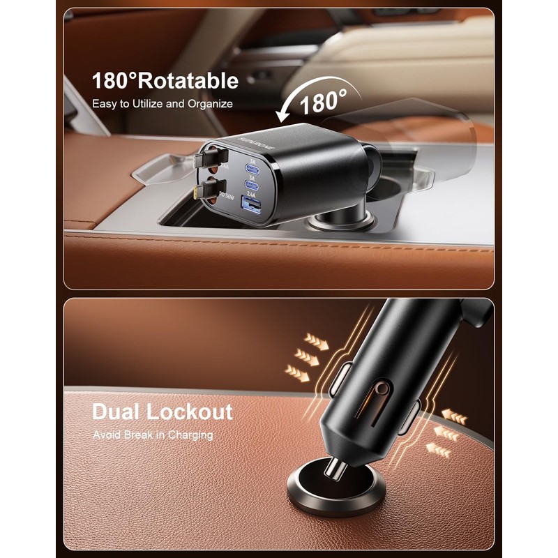 SUPERONE 5 in 1 Retractable Car Charge with Dual Type