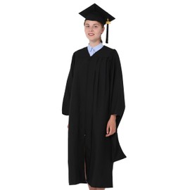 GraduationMall Unisex Economy Master Graduation Gown Cap 2025 Tassel Package Black X-Large 54(5'9"-5'11")