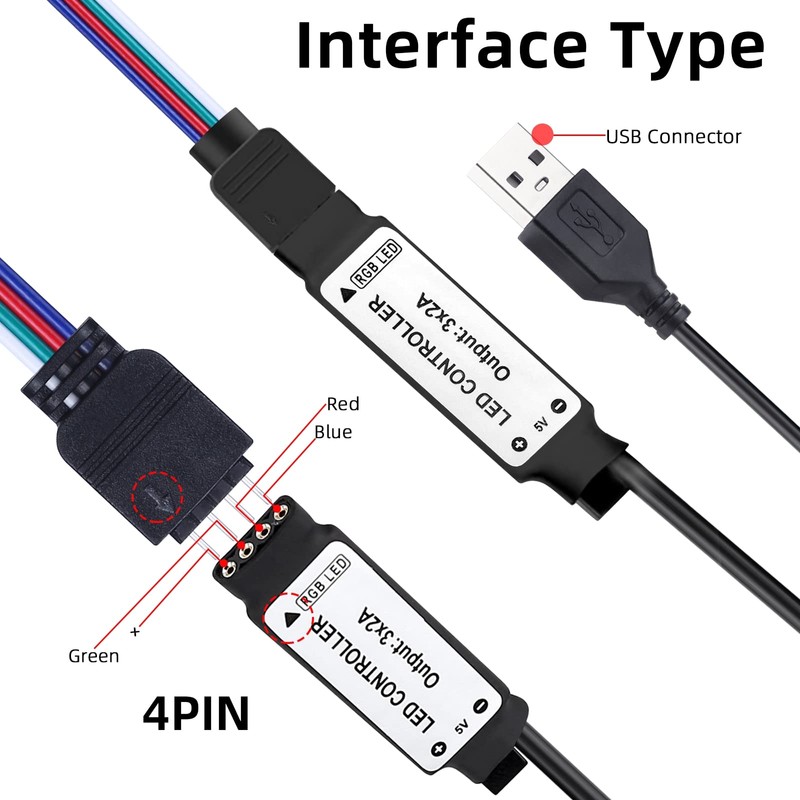 Aroidful 5V-24Keys USB IR RGB Strips Controller Wireless Controller for