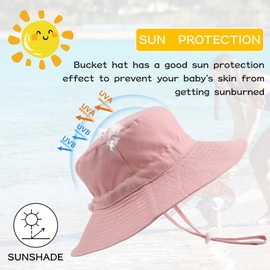 PEECABE Baby Sun Hat Summer Sun Protection Toddler Bucket Hat Wide Brim Adjustable Chin-Strap Beach Cap (CA/US, Age, 3 Years, 8 Years, Pink)