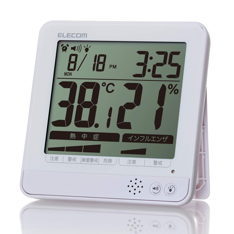Elecom OND-04WH OND-04WH Digital Heatstroke and Virus Prevention Warning Alarm,
