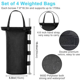 Sandbags Gazebo Weights, 4 Pieces Gazebo Weights 600D Oxford Waterproof Sandbags for Weighing for Folding Gazebo Tent Parasol Trampoline Outdoor 15 x 50 cm