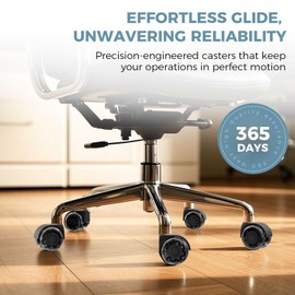 2 Inch Office Chair Wheels(Set of 5)-Heavy Duty Rubber Casters for Hardwood & Carpet, 2200lbs Capacity Universal Fit Smooth Rolling Casters Replacement Black