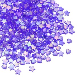 PATIKIL 9-11 mm Acrylic Round Beads, 1000 Pcs Heart Star Shape Bead AB Colors Round Clear Spacer Beads with Hole for Earring Bracelet Necklace Key Chains, Deep Blue