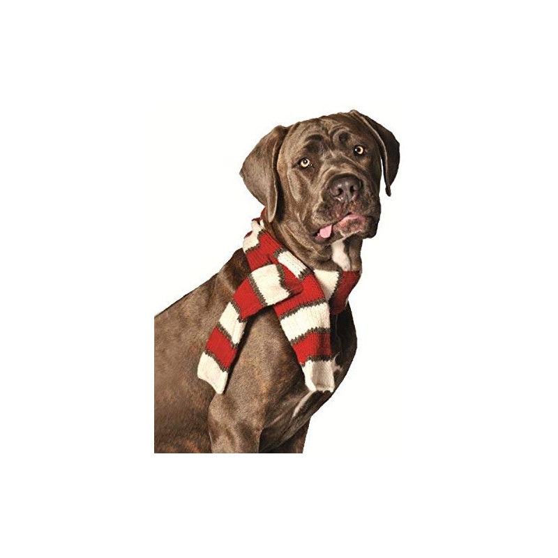 Chilly Dog White/Red Pet Scarf, Large