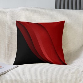 Set of 2 Cushion Covers, Geometry Cushion Covers, 40 x 40 cm, Geometric Stripes, Lines, Decorative Cushion Cover for Home Decor, Reversible, Modern Abstract Art, Red, Black, Throw Decorative Cushion