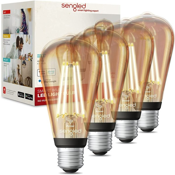 Sengled Smart Light Bulbs, Retro WiFi Light Bulbs, Vintage Filament Led light Bulbs, Smart Edison Bulbs That Work with Alexa & Google, ST19 Led Bulb 60 Watt Equivalent, 2000K E26 No Hub Required,4Pack