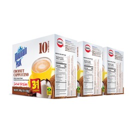 Jamaica Mountain Peak Coconut Cappuccino 3 in 1 Instant Coffee Mix, Contains Coffee, Creamer & Cane Sugar (30 x 24g Sachets)