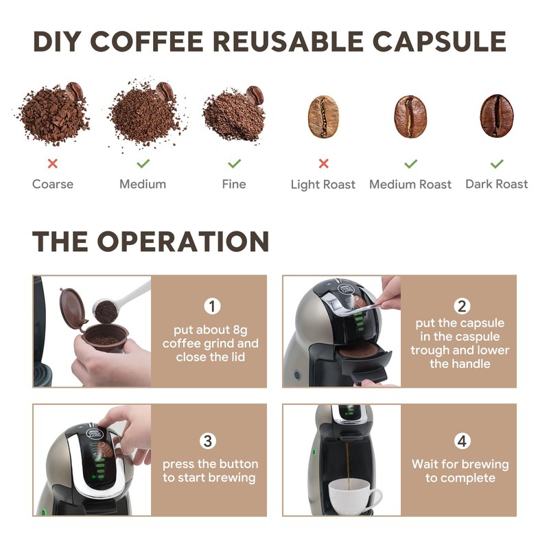 6pcs Dolce Gusto Pods Refillable,Reusable Coffee Capsule Filters for Dolce