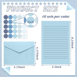 Gilprop 100 Pcs Stationery Paper Lined Stationery Paper and Envelopes Set Includes 50 Paper Letter Writing Paper and 50 Envelope for Office, 5.5 x 8.25 Inch(Blue)