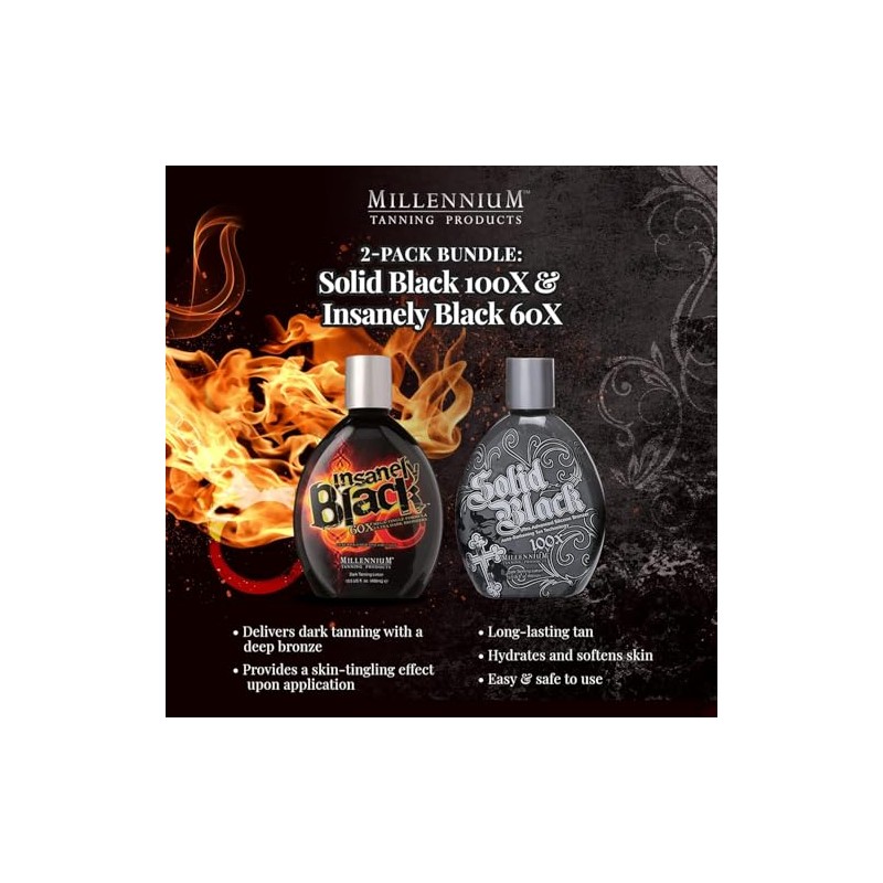 Millenium Insanely Black y Solid Black Loción bronceadora para cámara