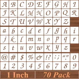 1 Inch Alphabet Letter Stencils - 70 Pack Letter Number Stencil Templates with Signs for Painting on Wood, Reusable Calligraphy Letters Stencils for Chalkboard Fabric Wood Signs