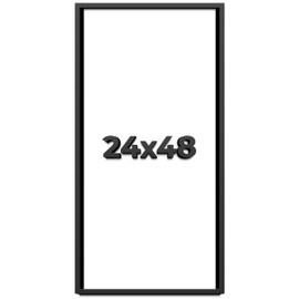 24x48 Shadow Box Black Solid Wood Display Frame with White Acid-Free Backing UV Acrylic & Hanging Hardware - with 3/4" Usable Depth