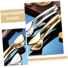 Ciieeo 2pcs Stainless Steel Ice Tongs Multi Functional Food Gripping Tool for Ice Cubes Candy and Bread Clips for BBQ Parties and Picnics