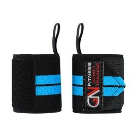 GN Fitness Muñequeras para Gym, Wrist Wraps, Muñequera Deportivas, Venda para Muñecas Deportivas, Par de Vendas para Muñeca Crossfit, Accesorios para Powerlifting Protege Tus articulaciónes (Azul)