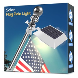 Solar Flag Pole Light, Bright Warm White 3000k Flagpole Light Upgrade Solar Powered for 5ft 6ft Flag Pole, Outdoor Dusk to Dawn Led Solar Lights, Outside House Garden Yard American Flags Decor, White