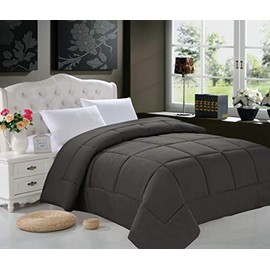Elegant Comfort Luxurious Super Soft Goose Down Alternative Double-Fill Comforter Duvet Insert, Full/Queen, Gray