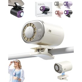 2026 Car Clip on Air Conditioner Fan with LED Display Portable Mini Cooling System 360° Rotation Adjustable 200 Speeds Rechargeable Handheld Gadget 16℃ Semi Wide Clamp for Vehicle Shirt Waist(White)
