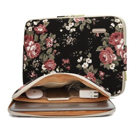 kayond Water-Resistant Canvas 13.3 Inch Laptop Sleeve-Black C Rose