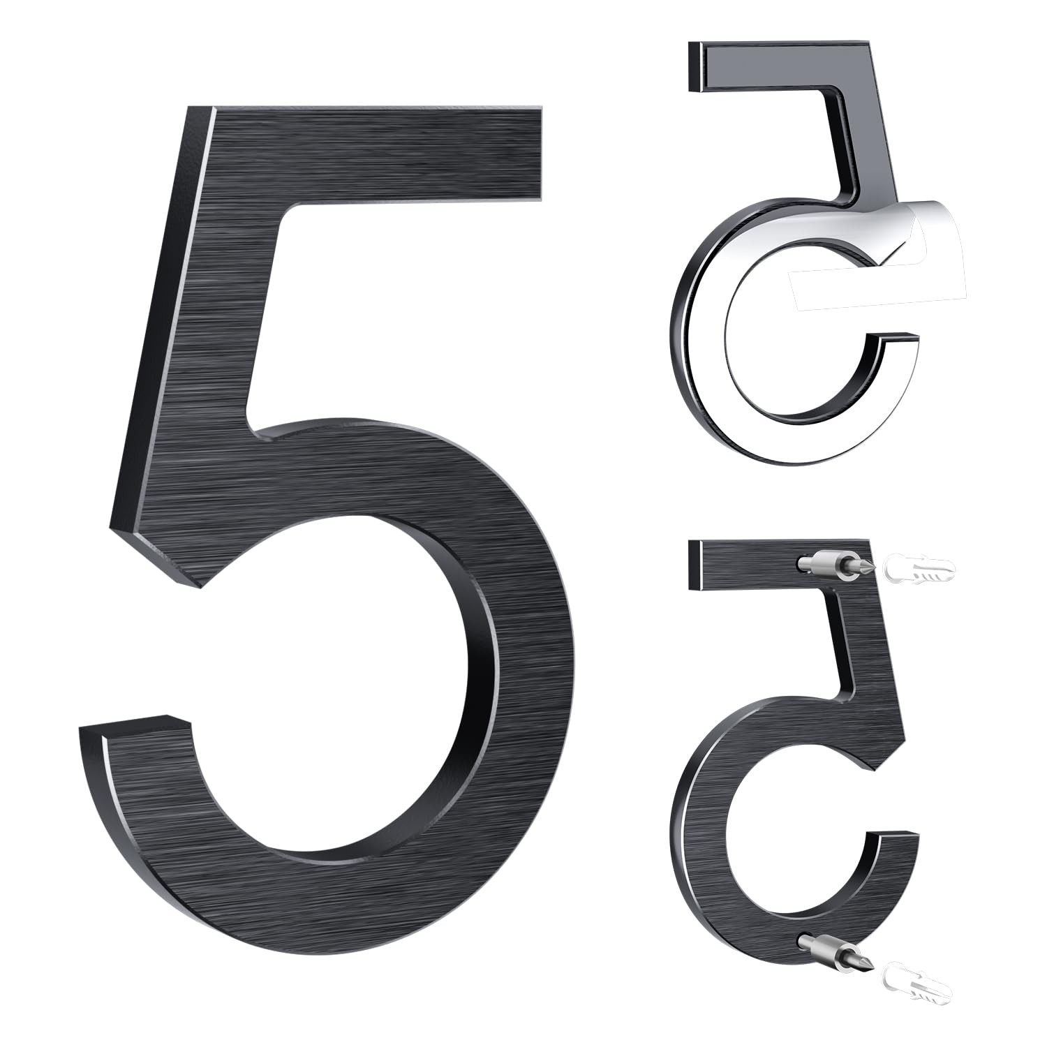 Yafimea 5 Inch House Numbers for Outside, Modern Black Metal Address ...