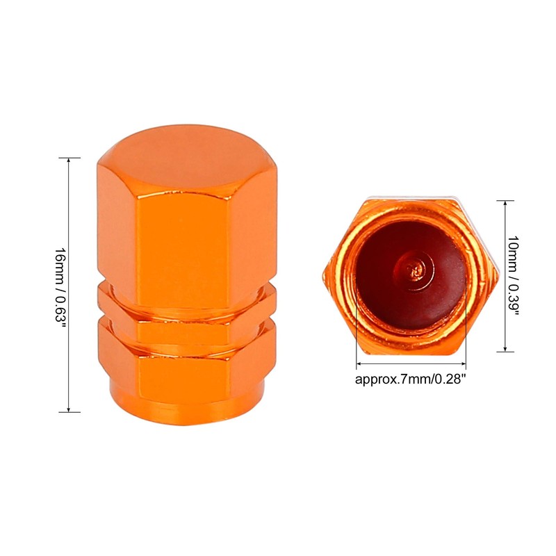 X AUTOHAUX 4pcs Orange Tire Stem Valve Caps Wheel Valve