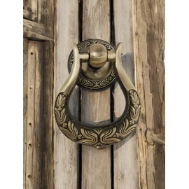 Decorative Golden Brass Door Knocker Victorian Style Brass Door Knocker Door Décor with Antique Finish Heavy Duty Brass Round Maharaja Door Knocker (Classic)