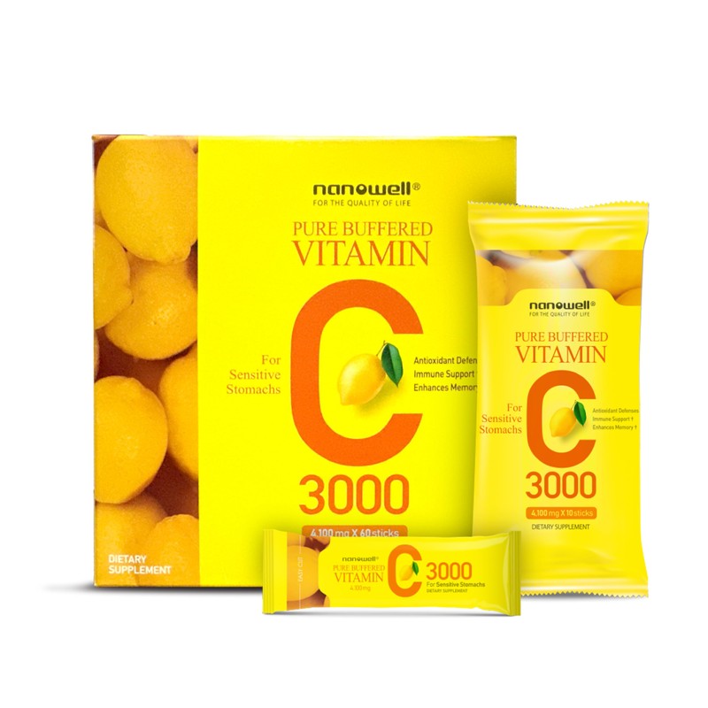 NANOWELL Pure Buffered Vitamin C 3000 mg per Serving, Dietary