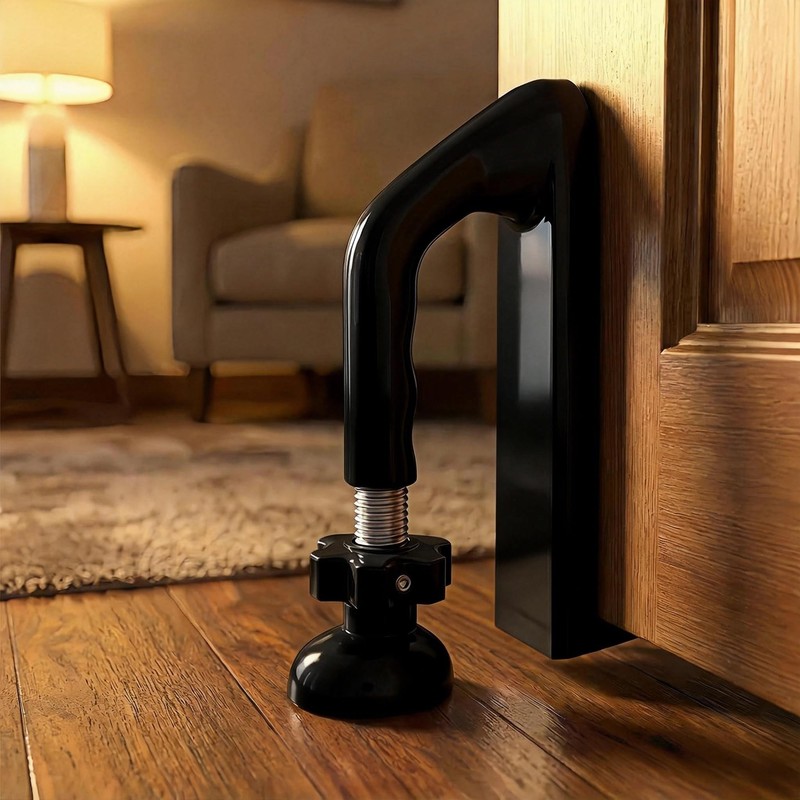 Elfthloo Portable Door Lock Travel Security, Black Anti-Theft Stopper